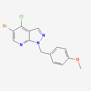 molecular formula C14H11BrClN3O B13031415 5-Bromo-4-chloro-1-(4-methoxybenzyl)-1h-pyrazolo[3,4-b]pyridine 