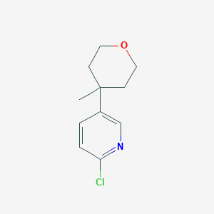 molecular formula C11H14ClNO B13031463 2-Chloro-5-(4-methyltetrahydro-2H-pyran-4-yl)pyridine 