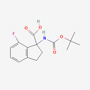 molecular formula C15H18FNO4 B13031494 1-((Tert-butoxycarbonyl)amino)-7-fluoro-2,3-dihydro-1H-indene-1-carboxylic acid 