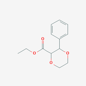 molecular formula C13H16O4 B13031608 Ethyl 3-phenyl-1,4-dioxane-2-carboxylate 