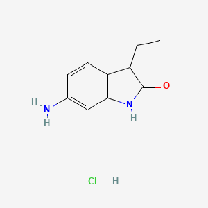 molecular formula C10H13ClN2O B13031623 6-Amino-3-ethylindolin-2-one hydrochloride 