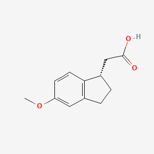 molecular formula C12H14O3 B13031657 (S)-2-(5-Methoxy-2,3-dihydro-1H-inden-1-yl)acetic acid 