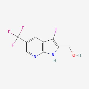 (3-Iodo-5-(trifluoromethyl)-1H-pyrrolo[2,3-B]pyridin-2-YL)methanol