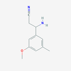 molecular formula C11H14N2O B13031714 3-Amino-3-(3-methoxy-5-methylphenyl)propanenitrile 