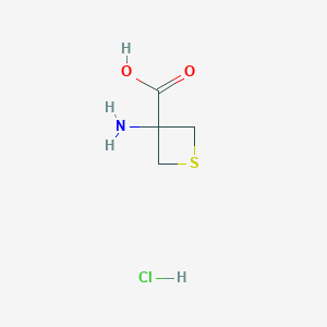 molecular formula C4H8ClNO2S B13031733 3-Aminothietane-3-carboxylic acid hydrochloride 