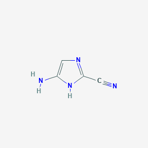 molecular formula C4H4N4 B13031748 5-amino-1H-imidazole-2-carbonitrile 