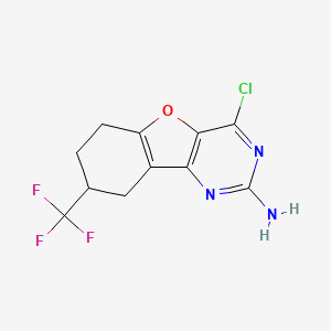 molecular formula C11H9ClF3N3O B13031884 4-Chloro-8-(trifluoromethyl)-6,7,8,9-tetrahydrobenzofuro[3,2-D]pyrimidin-2-amine 