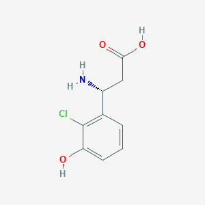 molecular formula C9H10ClNO3 B13031920 (R)-3-Amino-3-(2-chloro-3-hydroxyphenyl)propanoic acid 