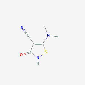 molecular formula C6H7N3OS B13031957 5-(Dimethylamino)-3-oxo-2,3-dihydroisothiazole-4-carbonitrile 