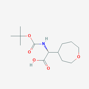 molecular formula C13H23NO5 B13031969 (2R)-2-[(2-methylpropan-2-yl)oxycarbonylamino]-2-(oxepan-4-yl)acetic acid 