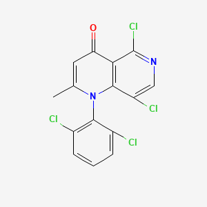 molecular formula C15H8Cl4N2O B13032070 5,8-Dichloro-1-(2,6-dichlorophenyl)-2-methyl-1,6-naphthyridin-4(1H)-one 