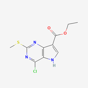 molecular formula C10H10ClN3O2S B13032091 ethyl 4-chloro-2-(methylsulfanyl)-5H-pyrrolo[3,2-d]pyrimidine-7-carboxylate 