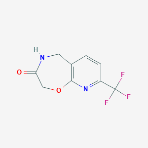 molecular formula C9H7F3N2O2 B13032187 8-(Trifluoromethyl)-4,5-dihydropyrido[3,2-F][1,4]oxazepin-3(2H)-one 