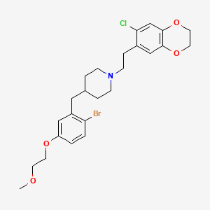 molecular formula C25H31BrClNO4 B13032199 4-(2-Bromo-5-(2-methoxyethoxy)benzyl)-1-(2-(7-chloro-2,3-dihydrobenzo[B][1,4]dioxin-6-YL)ethyl)piperidine 