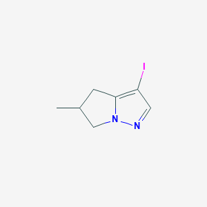 molecular formula C7H9IN2 B13032293 3-Iodo-5-methyl-5,6-dihydro-4H-pyrrolo[1,2-B]pyrazole 