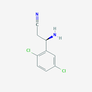 molecular formula C9H8Cl2N2 B13032349 (3R)-3-Amino-3-(2,5-dichlorophenyl)propanenitrile 