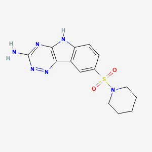 molecular formula C14H16N6O2S B13032368 8-(piperidin-1-ylsulfonyl)-5H-[1,2,4]triazino[5,6-b]indol-3-amine 