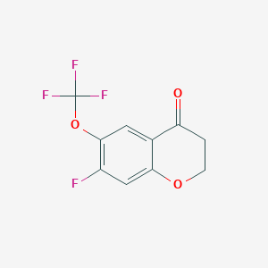 molecular formula C10H6F4O3 B13032373 7-Fluoro-6-(trifluoromethoxy)chroman-4-one 