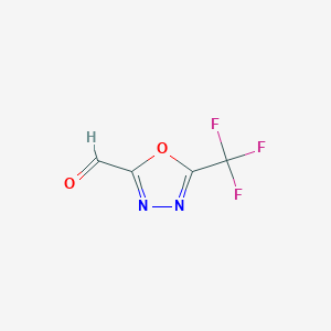 molecular formula C4HF3N2O2 B13032412 5-(Trifluoromethyl)-1,3,4-oxadiazole-2-carbaldehyde 