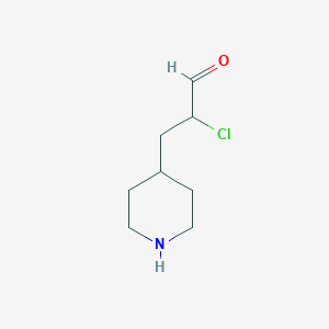 molecular formula C8H14ClNO B13032502 2-Chloro-3-(piperidin-4-yl)propanal 