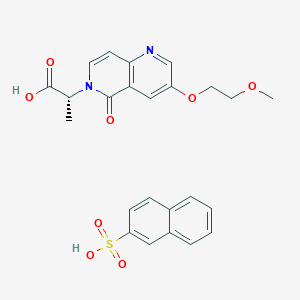 molecular formula C24H24N2O8S B13032532 (2R)-2-[3-(2-methoxyethoxy)-5-oxo-5,6-dihydro-1,6-naphthyridin-6-yl]propanoic acid; naphthalene-2-sulfonic acid 