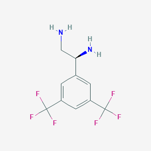 molecular formula C10H10F6N2 B13032631 (1S)-1-[3,5-Bis(trifluoromethyl)phenyl]ethane-1,2-diamine 