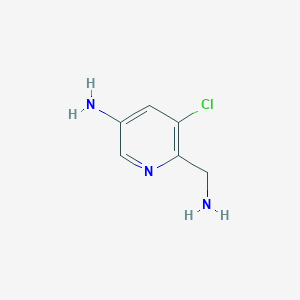 molecular formula C6H8ClN3 B13032644 6-(Aminomethyl)-5-chloropyridin-3-amine 