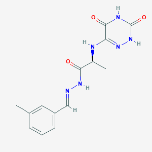 molecular formula C14H16N6O3 B13032687 (S)-2-((3,5-Dioxo-2,3,4,5-tetrahydro-1,2,4-triazin-6-yl)amino)-N'-(3-methylbenzylidene)propanehydrazide 