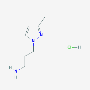 molecular formula C7H14ClN3 B13032739 3-(3-Methyl-1H-pyrazol-1-yl)propan-1-amine hydrochloride 