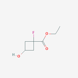 molecular formula C7H11FO3 B13032759 Ethyl 1-fluoro-3-hydroxy-cyclobutanecarboxylate 