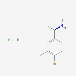 molecular formula C10H15BrClN B13032776 (R)-1-(4-Bromo-3-methylphenyl)propan-1-amine hcl 