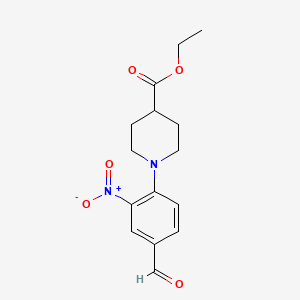 molecular formula C15H18N2O5 B1303285 Ethyl 1-(4-formyl-2-nitrophenyl)piperidine-4-carboxylate CAS No. 885949-64-4