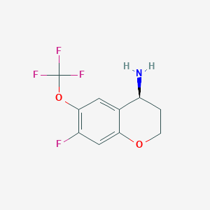 molecular formula C10H9F4NO2 B13032917 (S)-7-Fluoro-6-(trifluoromethoxy)chroman-4-amine 