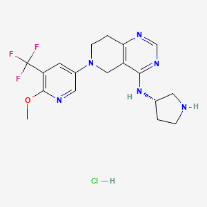 molecular formula C18H22ClF3N6O B13032962 6-[6-methoxy-5-(trifluoromethyl)pyridin-3-yl]-N-[(3S)-pyrrolidin-3-yl]-7,8-dihydro-5H-pyrido[4,3-d]pyrimidin-4-amine;hydrochloride 