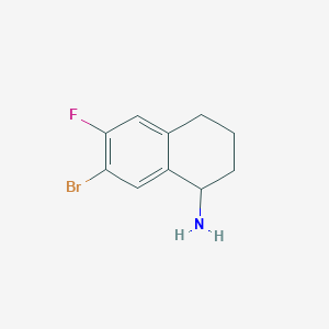 molecular formula C10H11BrFN B13033082 7-Bromo-6-fluoro-1,2,3,4-tetrahydronaphthalen-1-amine 