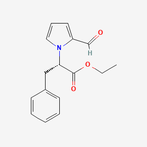 molecular formula C16H17NO3 B13033115 Ethyl (2S)-2-(2-formyl-1H-pyrrol-1-YL)-3-phenylpropanoate 