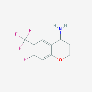 molecular formula C10H9F4NO B13033148 7-Fluoro-6-(trifluoromethyl)chroman-4-amine 