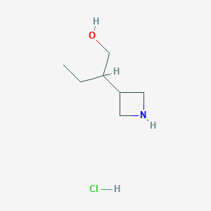 molecular formula C7H16ClNO B13033159 2-(Azetidin-3-yl)butan-1-olhydrochloride 