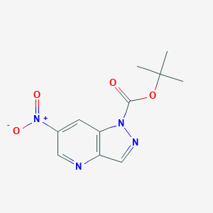 molecular formula C11H12N4O4 B13033215 tert-Butyl6-nitro-1H-pyrazolo[4,3-b]pyridine-1-carboxylate 