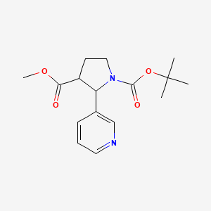 molecular formula C16H22N2O4 B13033232 1-Tert-Butyl 3-Methyl 2-(Pyridin-3-Yl)Pyrrolidine-1,3-Dicarboxylate 