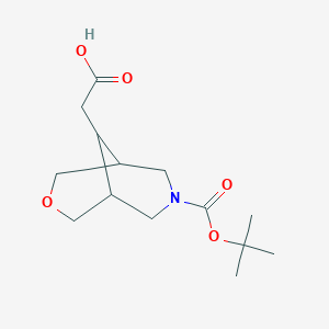 molecular formula C14H23NO5 B13033328 2-[7-[(2-Methylpropan-2-yl)oxycarbonyl]-3-oxa-7-azabicyclo[3.3.1]nonan-9-yl]acetic acid 