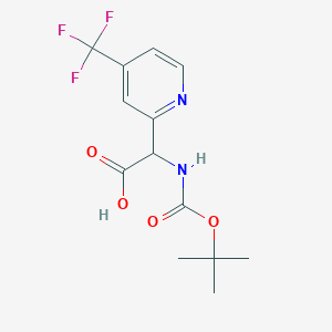 molecular formula C13H15F3N2O4 B13033437 2-((Tert-butoxycarbonyl)amino)-2-(4-(trifluoromethyl)pyridin-2-YL)acetic acid 