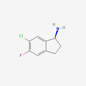 molecular formula C9H9ClFN B13033438 (S)-6-Chloro-5-fluoro-2,3-dihydro-1H-inden-1-amine 