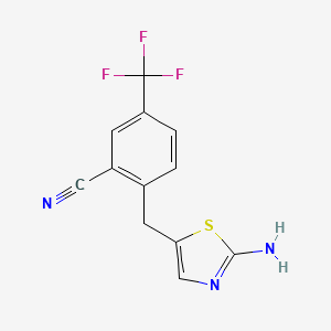 molecular formula C12H8F3N3S B13033442 2-((2-Aminothiazol-5-yl)methyl)-5-(trifluoromethyl)benzonitrile 