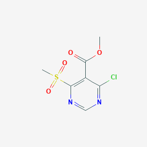 molecular formula C7H7ClN2O4S B13033508 Methyl4-chloro-6-(methylsulfonyl)pyrimidine-5-carboxylate 