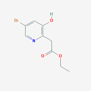 molecular formula C9H10BrNO3 B13033514 ethyl 2-(5-bromo-3-hydroxypyridin-2-yl)acetate 