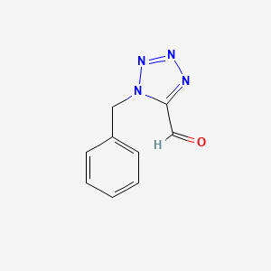 molecular formula C9H8N4O B13033602 1-benzyl-1H-tetrazole-5-carbaldehyde 