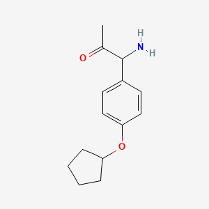 molecular formula C14H19NO2 B13033610 1-Amino-1-(4-cyclopentyloxyphenyl)acetone 