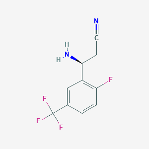 molecular formula C10H8F4N2 B13033634 (3S)-3-Amino-3-[2-fluoro-5-(trifluoromethyl)phenyl]propanenitrile 