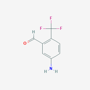 molecular formula C8H6F3NO B13033665 5-Amino-2-(trifluoromethyl)benzaldehyde 